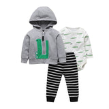 Three-Piece Baby Long-Sleeved Hooded Sweater And Romper For Men And Women