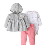 Three-Piece Baby Long-Sleeved Hooded Sweater And Romper For Men And Women