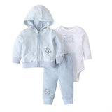 Three-Piece Baby Long-Sleeved Hooded Sweater And Romper For Men And Women