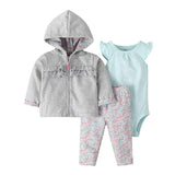 Three-Piece Baby Long-Sleeved Hooded Sweater And Romper For Men And Women