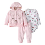 Three-Piece Baby Long-Sleeved Hooded Sweater And Romper For Men And Women