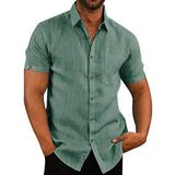 Solid color button linen shirt