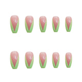 PD-57 Ballet Green French Net Red Fake Nail Sticker Nail Nail Patch Can Be Taken Off And Worn By Women