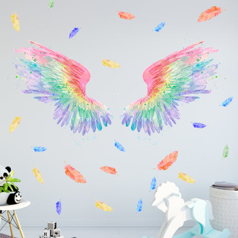 Colorful Color Angel Wings Net Red Wall Stickers Ins Wind Photo Wall Decoration