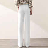 White Wide Leg Pants Women High Waist Korean Loose Wide Leg Straight Leg Pants