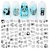 Cross-Border Nail Stickers New Japanese European And American 3D Hot Stamping Full Stickers Black And White Rose Heart-Shaped Ink Nail Decals