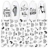 Cross-Border Nail Stickers New Japanese European And American 3D Hot Stamping Full Stickers Black And White Rose Heart-Shaped Ink Nail Decals