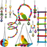 Parrot Combination Toy 10-Piece Set Wooden Bead Rotating Ladder Swing Stand Wooden Ladder Sepak Takraw Chewing Toy