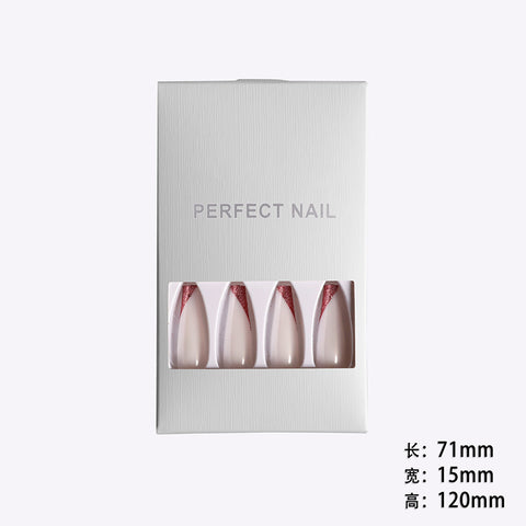 Wearing Nails, Rose Gold And Beveled Edge French Manicure, Long Ballet Nails, Fake Nails, Finished Products, Boxed