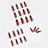 Red And Black Gradient Long Ballet Wear Nails Finished Fake Nails Nail Patch