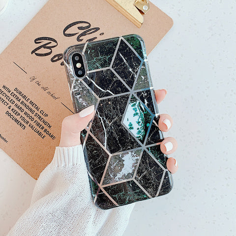 Electroplating Geometric Marble Phone Case