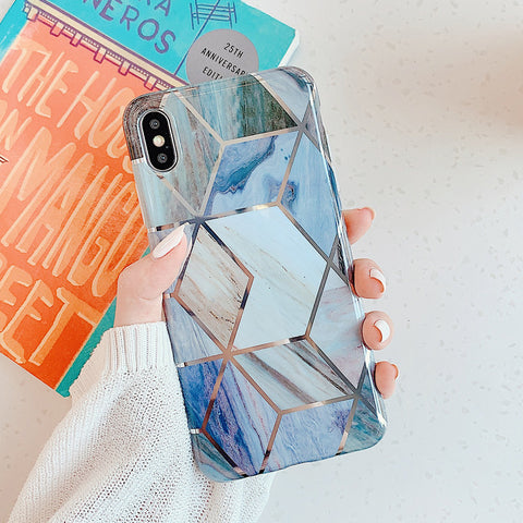 Electroplating Geometric Marble Phone Case