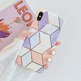 Electroplating Geometric Marble Phone Case