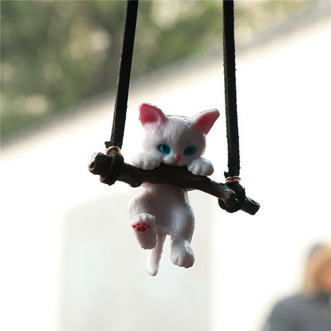 Car Ornaments Creative Cute Branch Cat Rearview Mirror Pendant