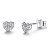 Sterling Silver Heart-Shaped Earrings S925 Sterling Silver Zircon