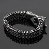 Bracelet Men Stainless Steel Vintage Black Wolf Head Cuban Chain Hand Wristband Male Fashion Jewelry Wholesale Accessories Gifts