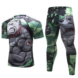 Mens Tracksuit Set D Animal Compression T-Shirt Pants Skin