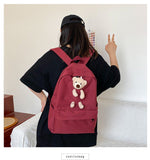 Japanese Students  Cartoon Bear Schoolbag In Harajuku