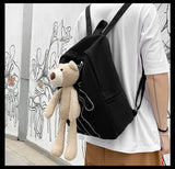 Japanese Students  Cartoon Bear Schoolbag In Harajuku