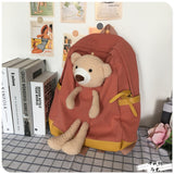 Japanese Students  Cartoon Bear Schoolbag In Harajuku