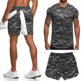 Two-Piece Short-Sleeved Suit Fitness Leisure Camouflage Sportswear