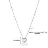 Japanese And Korean Minimalist Double Heart Necklace, Fashionable And Versatile, Full Diamond Hollow Crystal Double Heart Pendant, Collarbone Chain