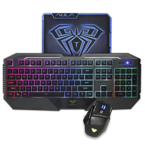 Backlit keyboard and mouse set