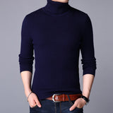 Men's solid color turtleneck sweater