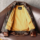 Men's Fashionable Vintage Distressed Cowhide Leather Jacket