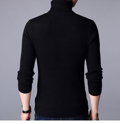 Men's solid color turtleneck sweater