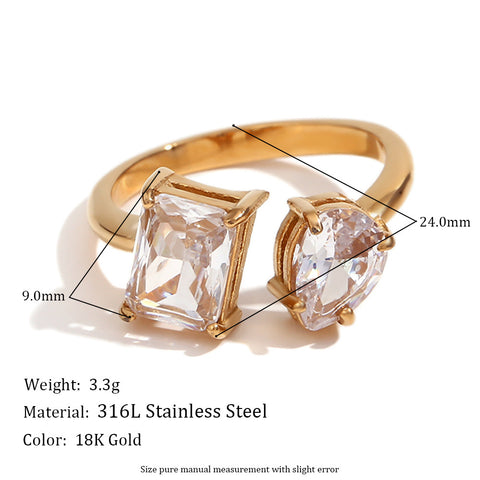 Elegant Popular Bracelet Stainless Steel Plated 18K Gold Ring Female