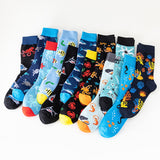 Men's Creative Printed Ocean Series Mid Length Socks