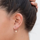 Sterling Silver Needle Fashionable And Elegant Five Pointed Star Earrings