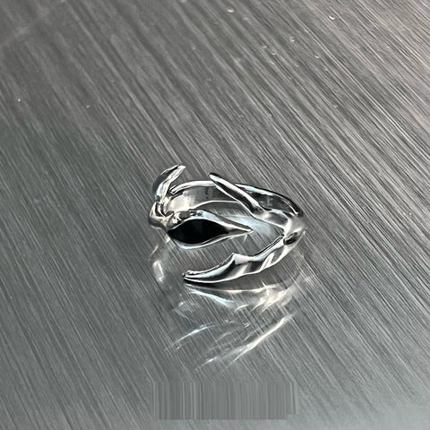 Irregular Shaped Black Onyx Metal Ring Street Tide Special-interest Design High Sense MIrregular Shaped Black Onyx Metal Ring Street Tide Special-interest Design High Sense Men And Womenen And Women