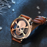 Glass Ladies Skull Belt Quartz Watch