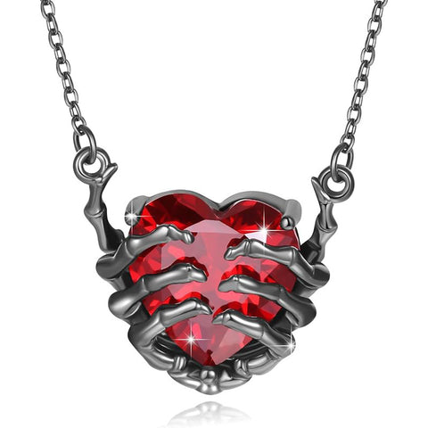 Retro Fashion Dark Red Love Ghost Claw Pendant Necklace