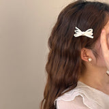 Side Clip Bangs Pearl Bow A Pair Of Hairclips Duckbill Clip