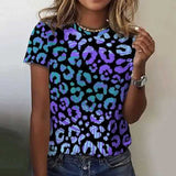 Fashion Leopard Print Casual Short Sleeve