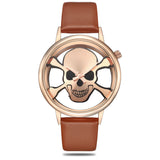 Glass Ladies Skull Belt Quartz Watch