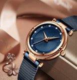 Mesh Waterproof Diamond Inlaid Women's Watch