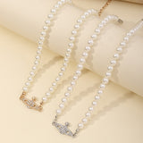 Creative And Trendy Pearl Necklace, Women's Diamond Encrusted Saturn Pendant Necklace, Necklace