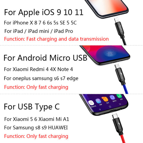 Baseus one with three fast charging data cable