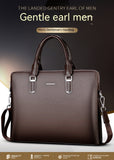 Men's Handbag Double Pull Large Capacity Business Computer Bag Authentic Leather Tactile Feel