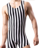 Men's New One-piece Vertical Striped Pajamas Sports Jumpsuit