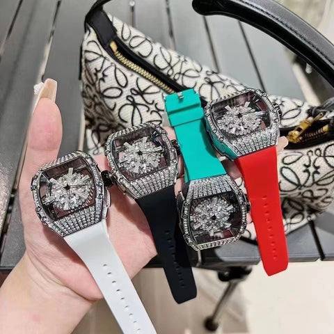 Hollow Full Diamond Luxury Women's Watch Silicone