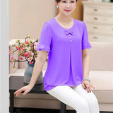 Mom Summer Clothes Chiffon Small Shirt Plus Size Loose