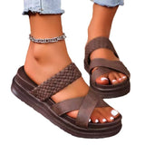 Flat And Thick Soled Cross Woven Women's Sandals