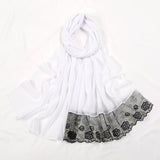 Flower Lace Pearl Chiffon Scarf