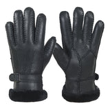 Men's Real Sheepskin Fur One-piece Thickened Split Finger Gloves