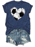 Personalized Love Football Pattern Printed Color Round Neck Short Sleeve